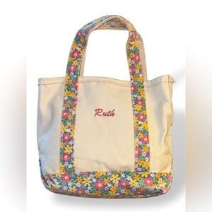 L.L. Bean vintage floral detail USA made boat and tote travel bag